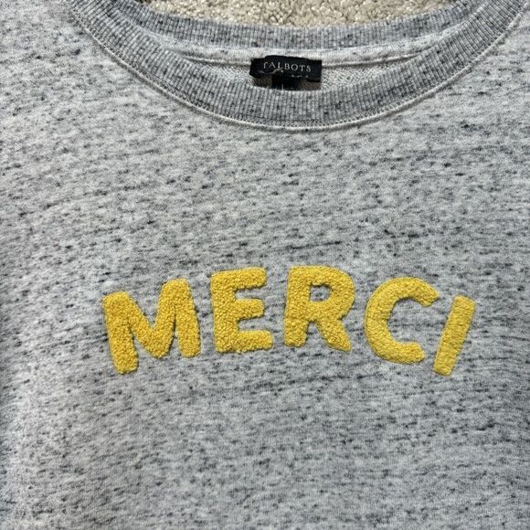 Talbots‎ Sweatshirt Merci Boucle Embroidered Women Large Gray Crew Neck Pullover - Picture 5 of 11